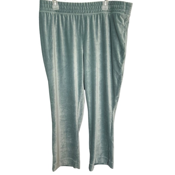 Isaac Mizrahi Live Women's Soho Regular Ribbed Velour Straight Leg Pant Teal 1XP - Picture 1 of 5